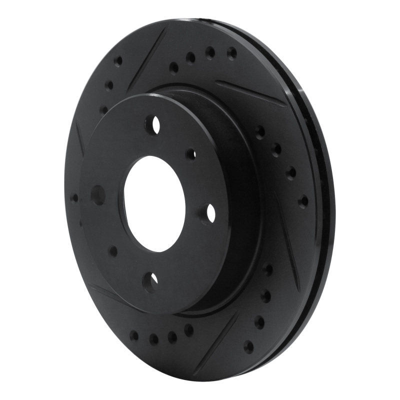 Nissan 200SX Brake Rotor (1) - Front Left - R1 Concepts - Drilled & Slotted - Black - `95-`00